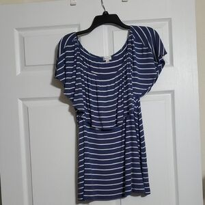Avenue Blue and White Striped Layered Tank Top